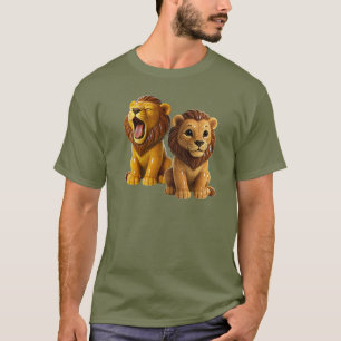 Afbeelding van twee leeuwen op een T-shirt. T-shirt