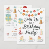 Afbeelding van uitnodiging van Birthday Party (Voorkant / Achterkant)