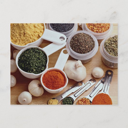 Afbeelding van verse specerijen met knoflook briefkaart (Voorkant)
