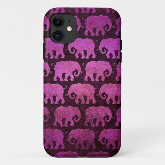 Afbeelding van versleten olifantsilhouetten, paars Case-Mate iPhone case (Achterkant)