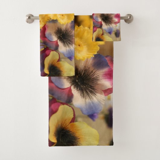 Afbeelding van Violet en Gele Bloemen Bad Handdoek (Insitu)