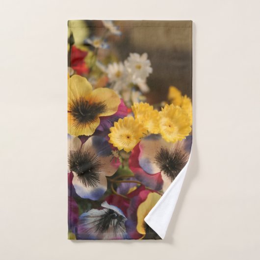 Afbeelding van Violet en Gele Bloemen Bad Handdoek (Handdoek)