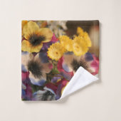 Afbeelding van Violet en Gele Bloemen Bad Handdoek (Wasdoekje)