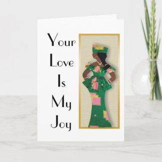 Afbeelding van vrouw in groene, roze, gouden bedankkaart