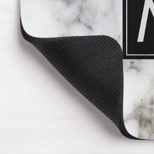 Afbeelding van wit marmeren steen monogram muismat (Hoek)