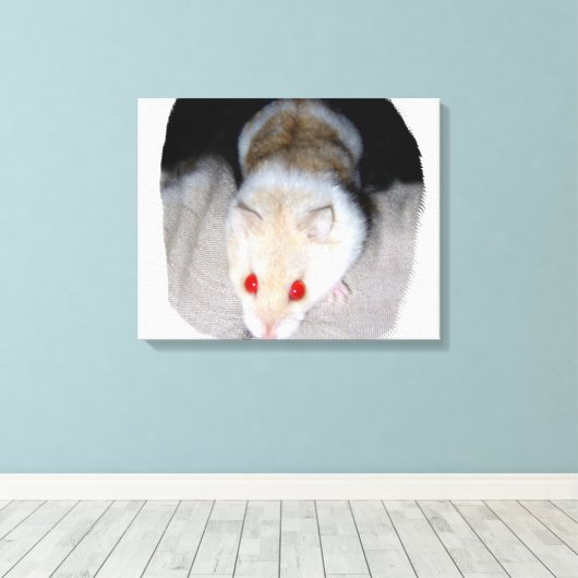 Afbeelding van witte en blonde albino hamster canvas afdruk (Insitu (Houten vloer))