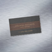 Afbeelding van zwart en bruin gestikt leder magnetisch visitekaartje (Voorbeeld)