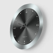 Afbeelding van zwart/zilver en metallische textuur grote klok (Hoek)