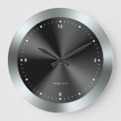 Afbeelding van zwart/zilver en metallische textuur grote klok (Voorkant)