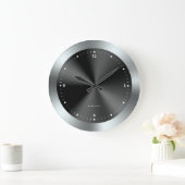 Afbeelding van zwart/zilver en metallische textuur grote klok (Huis)