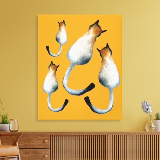 Afbeelding van zwarte en bruine katten canvas afdruk (Insitu (Woonkamer))