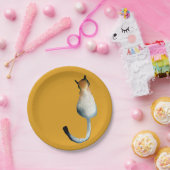 Afbeelding van zwarte en bruine katten papieren bordje (Feest)