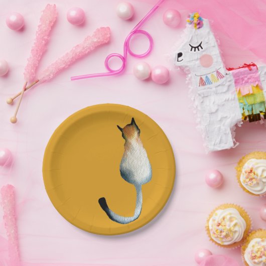 Afbeelding van zwarte en bruine katten papieren bordje (Feest)