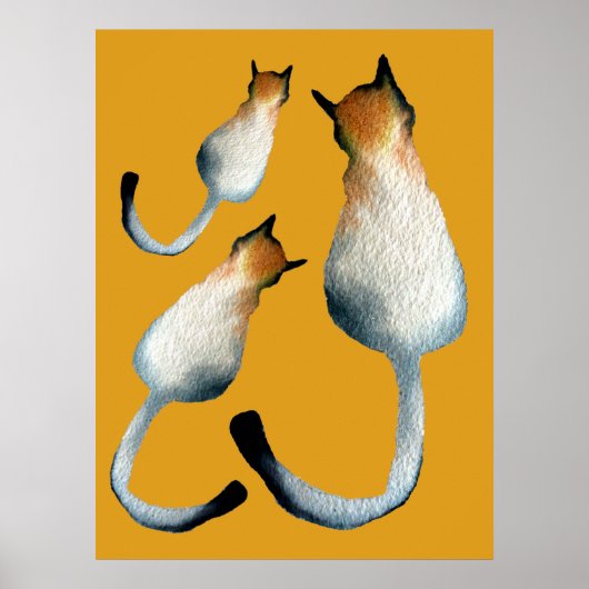 Afbeelding van zwarte en bruine katten poster (Voorkant)