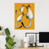 Afbeelding van zwarte en bruine katten poster (Thuiskantoor)