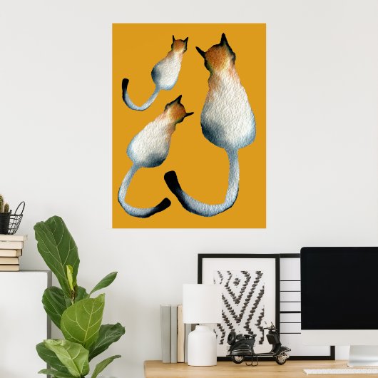 Afbeelding van zwarte en bruine katten poster (Thuiskantoor)