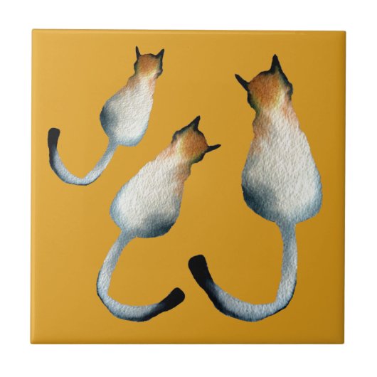 Afbeelding van zwarte en bruine katten tegeltje (Voorkant)