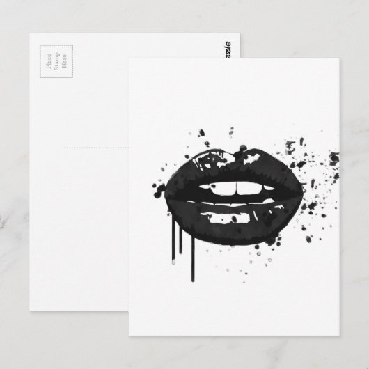 Afbeelding van zwarte en witte mode glamour briefkaart (Voorkant / Achterkant)