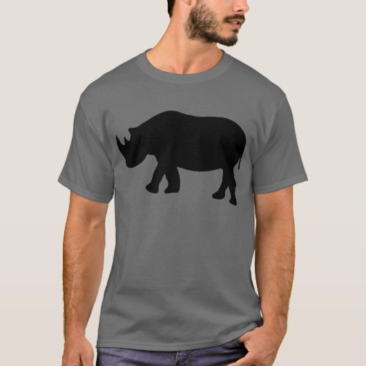 afbeelding van zwarte rhino rhinoceros t-shirt (Voorkant)