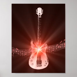 Afbeelding voor gitaar en muzieknoten poster