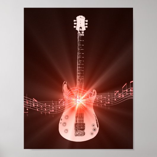 Afbeelding voor gitaar en muzieknoten poster (Voorkant)