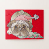 afbeelding voor kerst met een leuke pug legpuzzel (Horizontaal)
