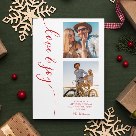 Afbeelding voor Love & Joy kerstscript Feestdagenkaart