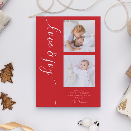 Afbeelding voor Love & Joy kerstscript Feestdagenkaart