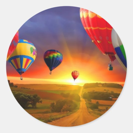 afbeelding voor luchtballon ronde sticker (Voorkant)
