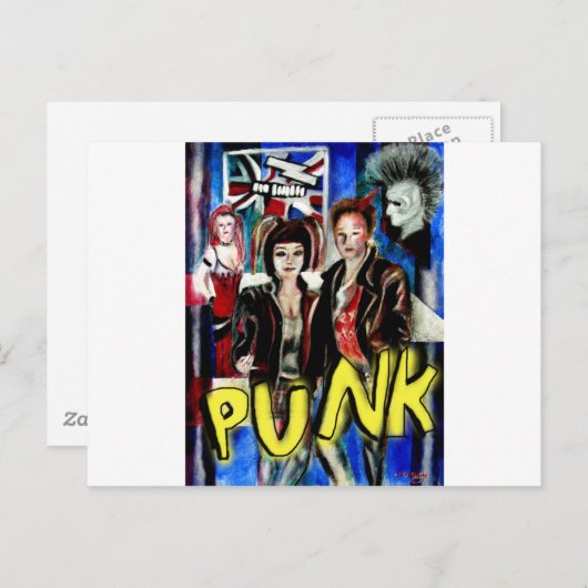 afbeelding voor punk rockmuziek mode briefkaart (Voorkant / Achterkant)