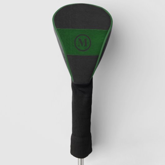 Afbeelding voor zwart en groen leder, aangepast mo golfheadcover (Voorkant)