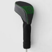 Afbeelding voor zwart en groen leder, aangepast mo golfheadcover (Schuin)