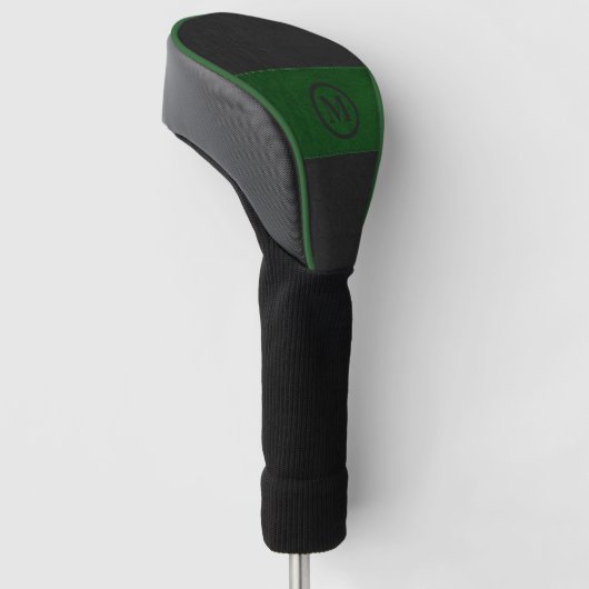 Afbeelding voor zwart en groen leder, aangepast mo golfheadcover (Schuin)
