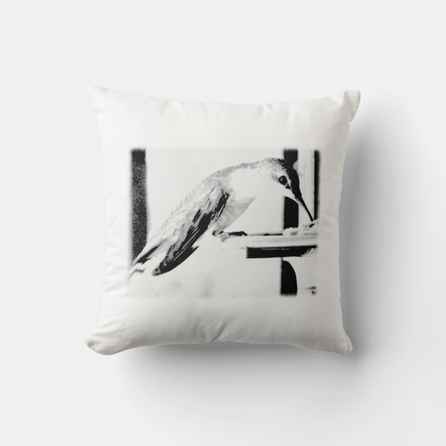Afbeelding voor zwarte en witte vogel kussen (Voorkant)