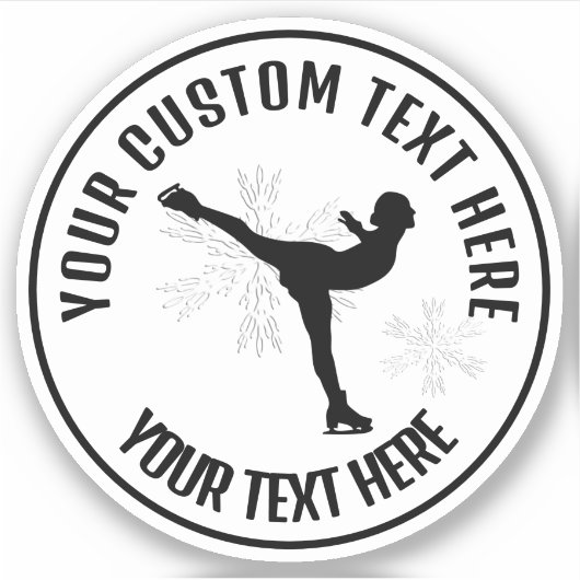 Afbeelding Vrouw voor schaatsen op ijs Aangepaste  Sticker (Voorkant)