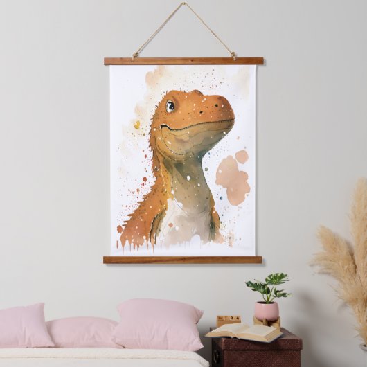 Afbeelding waterverf Dinosaur Hangend Wandkleed (Slaapkamer)