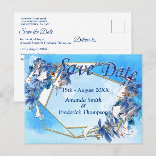 Afbeelding Waterverf Moon-flower Aankondigingskaart (Voorkant / Achterkant)