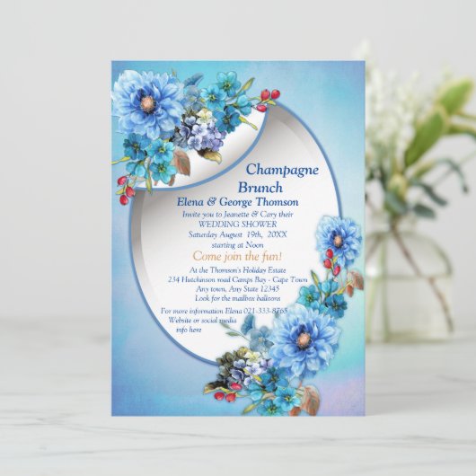 Afbeelding Waterverf Moon flower Couple Shower Kaart (Staand voorkant)