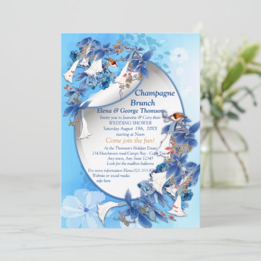 Afbeelding Waterverf Moon flower Couple Shower Kaart (Staand voorkant)