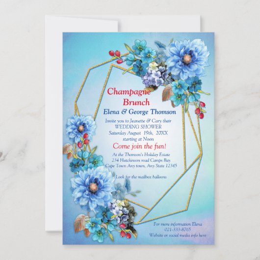 Afbeelding Waterverf Moon flower Couple Shower Kaart (Voorkant)