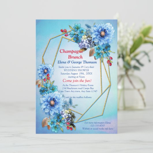 Afbeelding Waterverf Moon flower Couple Shower Kaart (Staand voorkant)