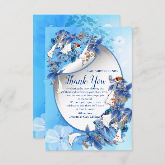 Afbeelding Waterverf Moon-flower Dank u RSVP Kaartje (Voorkant / Achterkant)