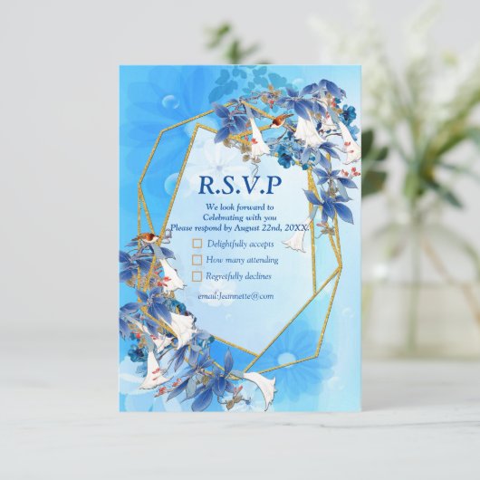 Afbeelding Waterverf Moonbloem RSVP Kaartje (Staand voorkant)