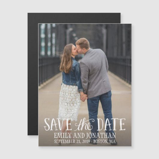 Afbeelding Wedding Save the Date Magnets, Geletter Magnetische Uitnodiging (Voorkant / Achterkant)