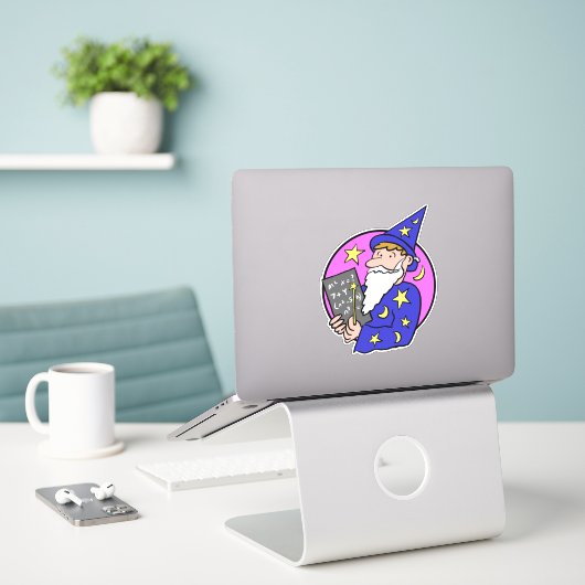 Afbeelding Wizard in Kleurkiezer Sticker (Laptop op bureau)