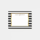 Afbeelding zwart en wit strepen gouden monogram post-it® notes (Voorkant)