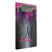Afbeelding zwart, roze, druppelaar monogram klembo mini klembord (Schuin)