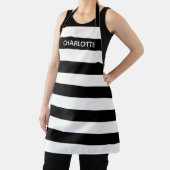 Afbeelding zwart-wit strepen aangepaste monogram n schort (Insitu)