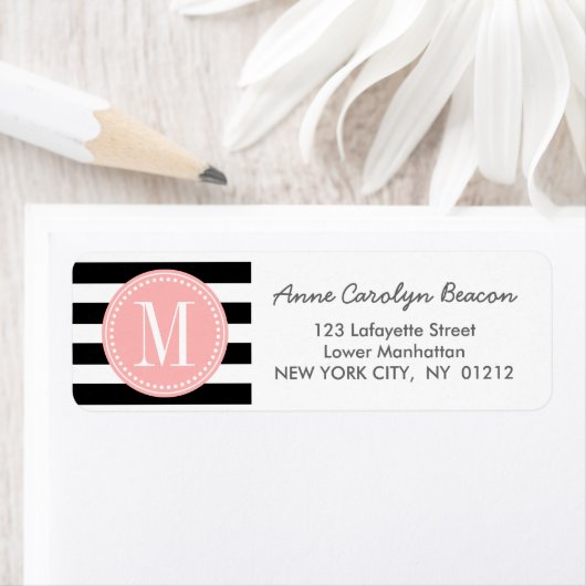 Afbeelding zwart-wit stripes - Gepersonaliseerd mo Etiket (Insitu)