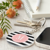Afbeelding zwart-wit stripes - Gepersonaliseerd mo Sleutelhanger (Voorkant Rechts)